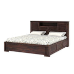 Maharaja Groove Solid Sheesham Wood Bed with Box and Headboard Storage - 3 years Warranty