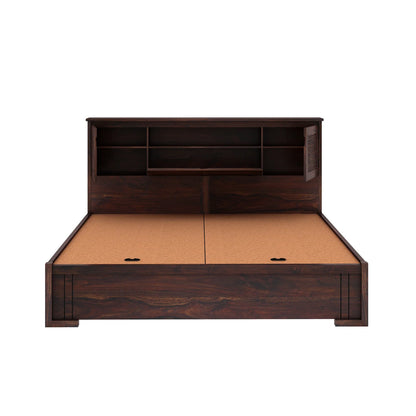 Maharaja Groove Sheesham Bed With Box And Headboard Storage - 3 Years Warranty