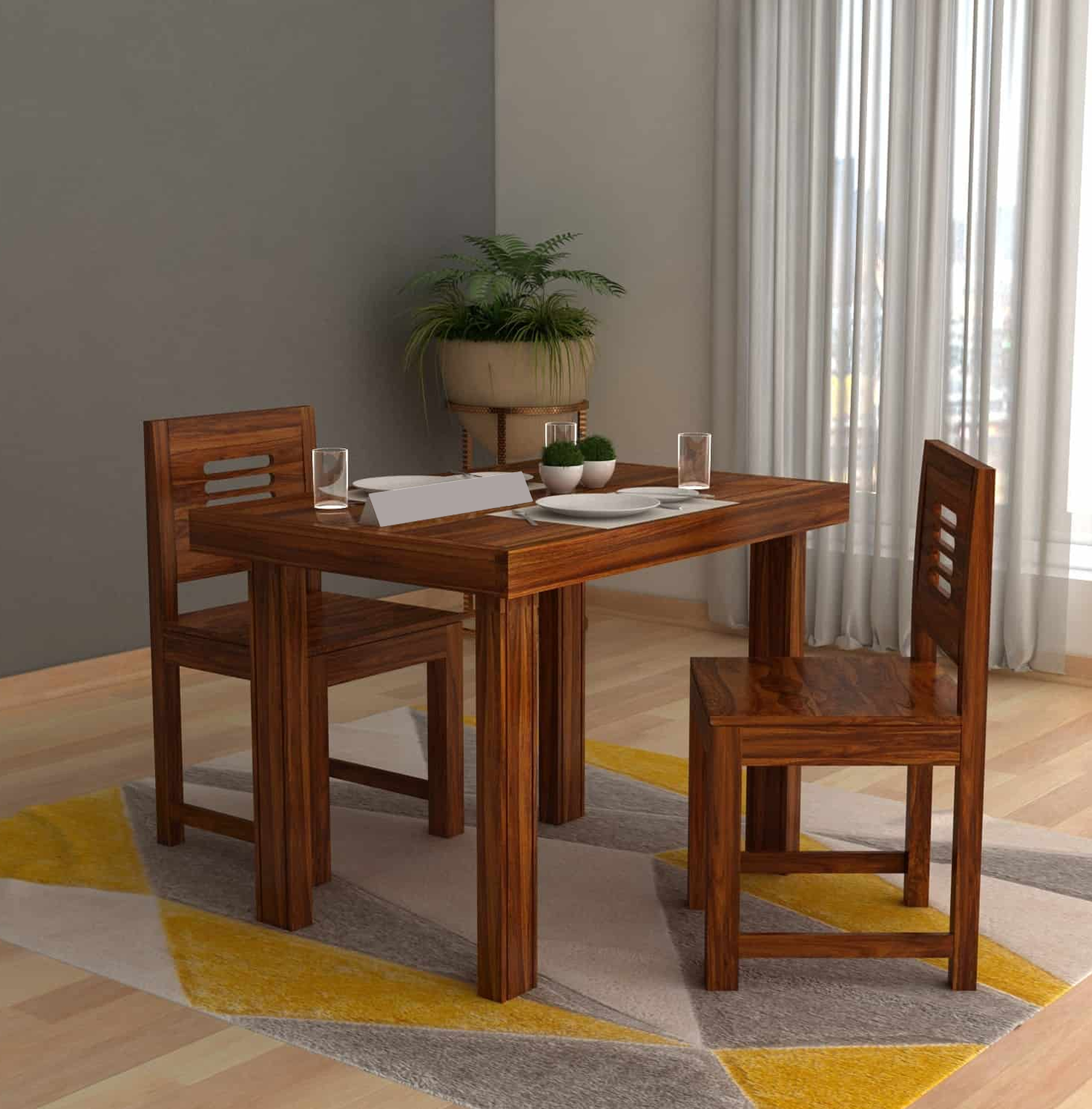Kairox Solid Sheesham Wood 2 Seater Dining Table Set - 3 Years Warranty
