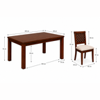 The RJ Art Sheesham Wood 6 Seater Dining Table Set with Upholstered Chairs in Walnut Finish