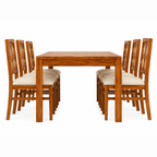 The RJ Art Sheesham Wood 8 Seater Dining Table with Solid Wood Construction and Natural Finish