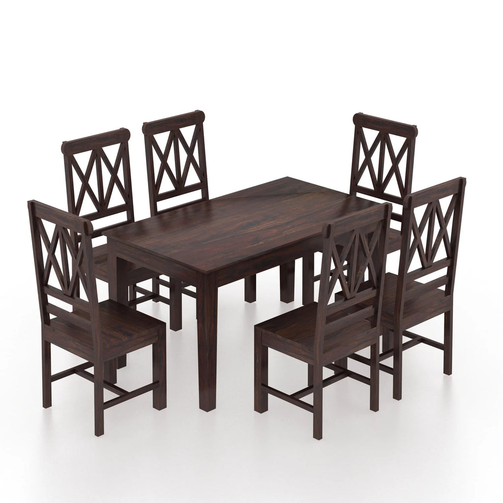Orlena Solid Sheesham Wood 6 Seater Dining Table Set - 3 Years Warranty