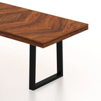 Marvello Solid Sheesham Wood 6 Seater Dining Set With Iron Legs(Wave Detailing Top) - 3 Years Warranty