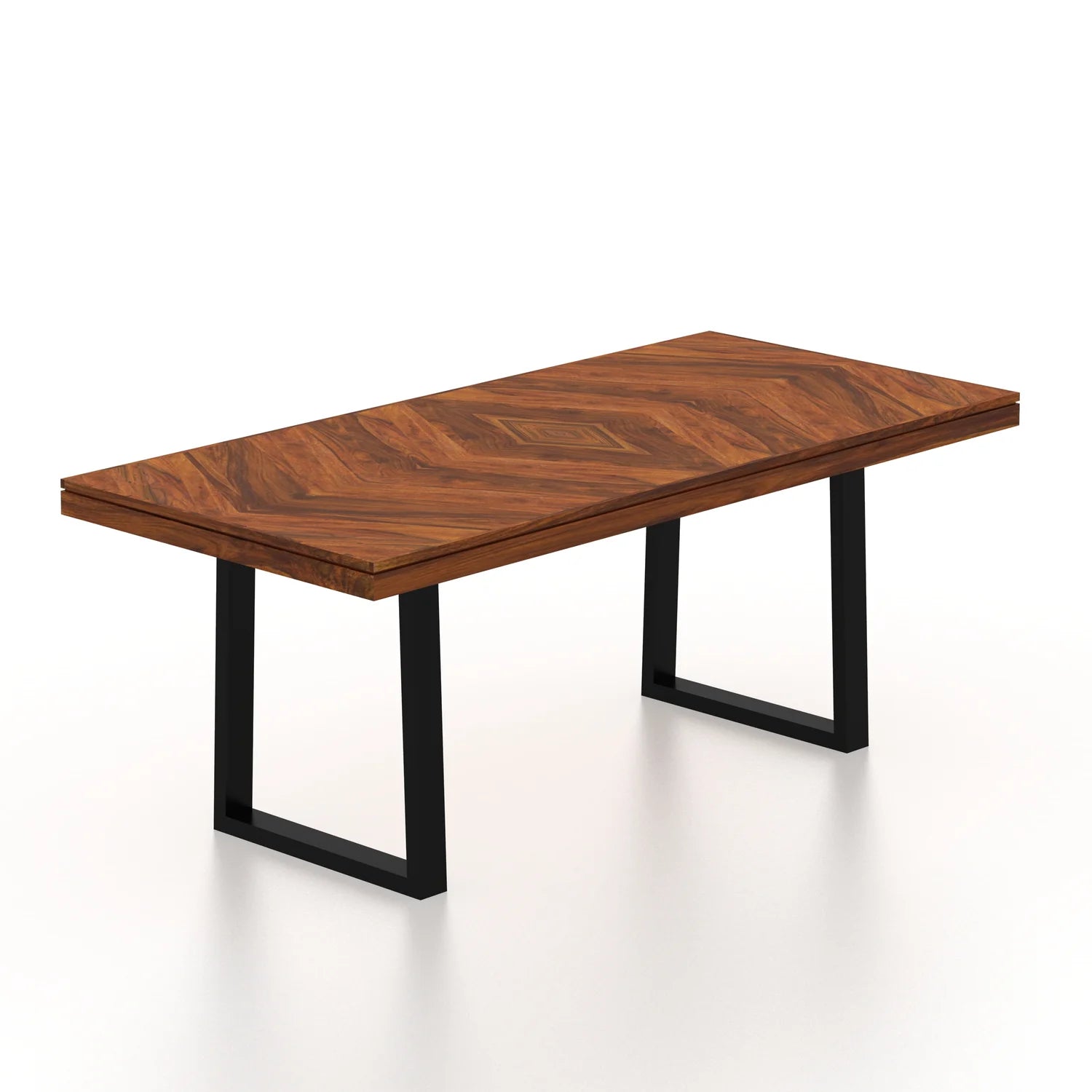 Marvello Solid Sheesham Wood 6 Seater Dining Set With Iron Legs(Wave Detailing Top) - 3 Years Warranty