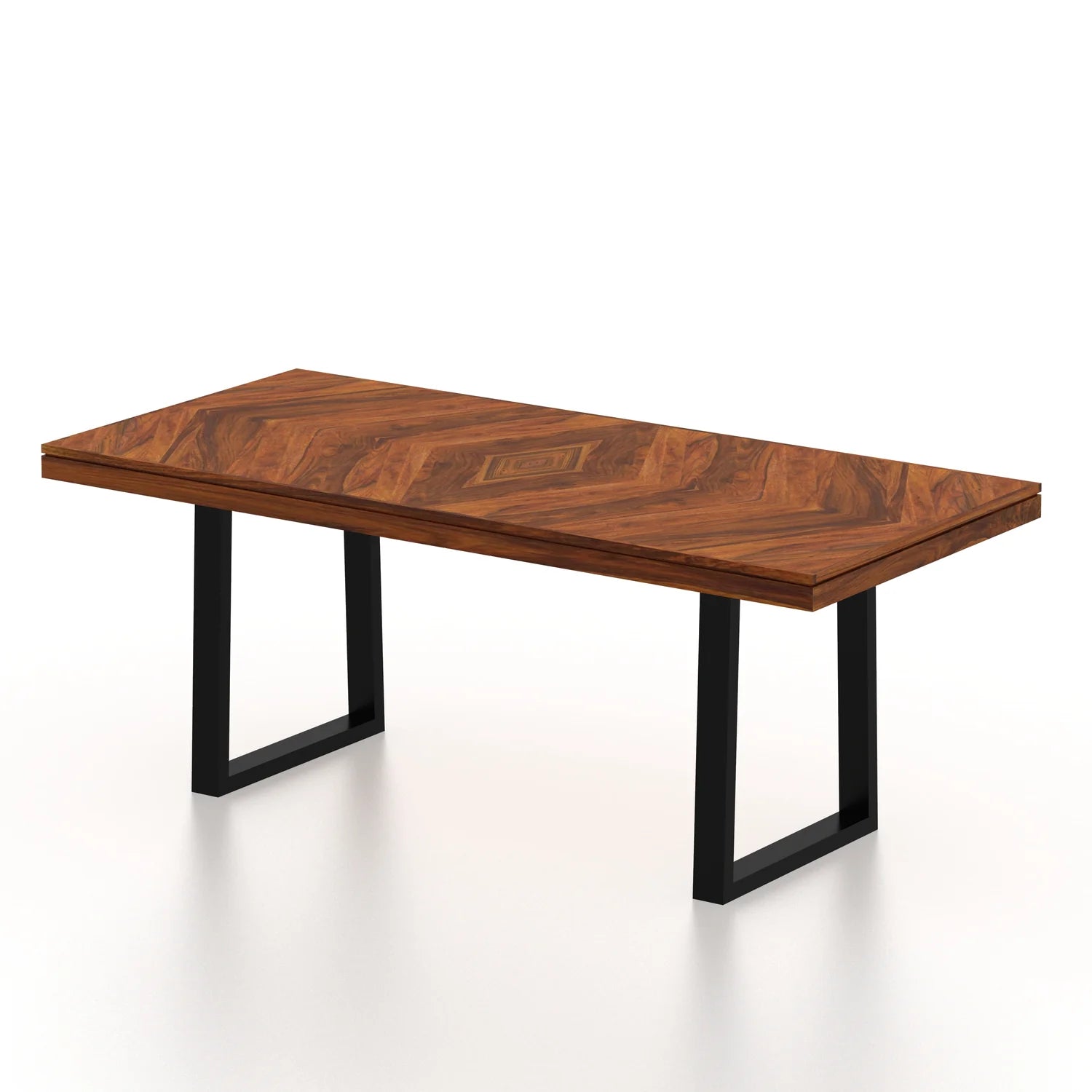 Marvello Solid Sheesham Wood 6 Seater Dining Set With Iron Legs(Wave Detailing Top) - 3 Years Warranty