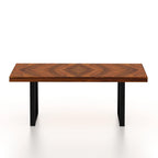 Marvello Solid Sheesham Wood 6 Seater Dining Set With Iron Legs(Wave Detailing Top) - 3 Years Warranty