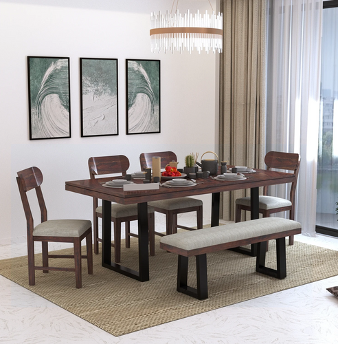 {"alt" => "Marvello Solid Sheesham Wood 6 Seater Dining Set With Iron Legs(Wave Detailing Top) - 3 Years Warranty"}