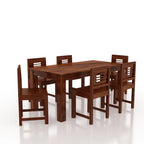 Merlox Solid Sheesham Wood 6 Seater Dining Table Set - 3 Years Warranty