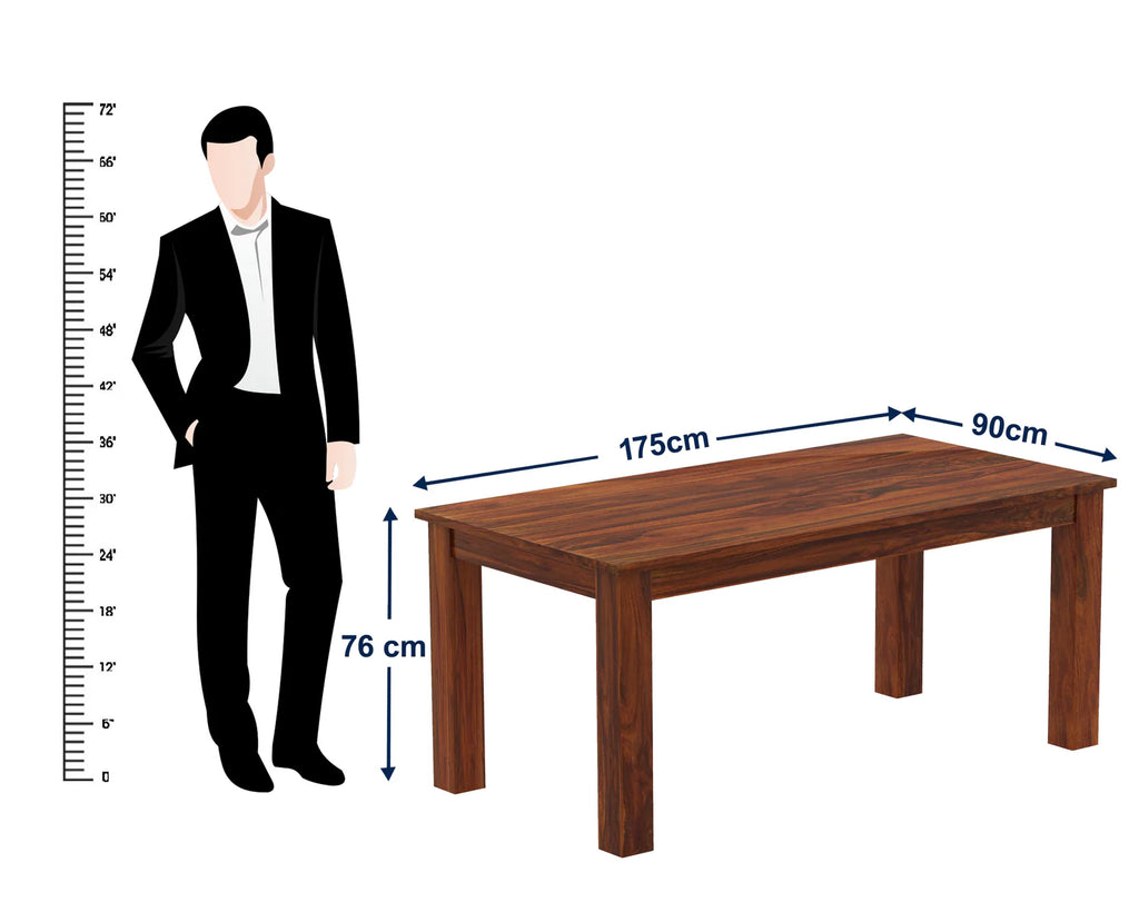 Merlox Solid Sheesham Wood 6 Seater Dining Table Set - 3 Years Warranty