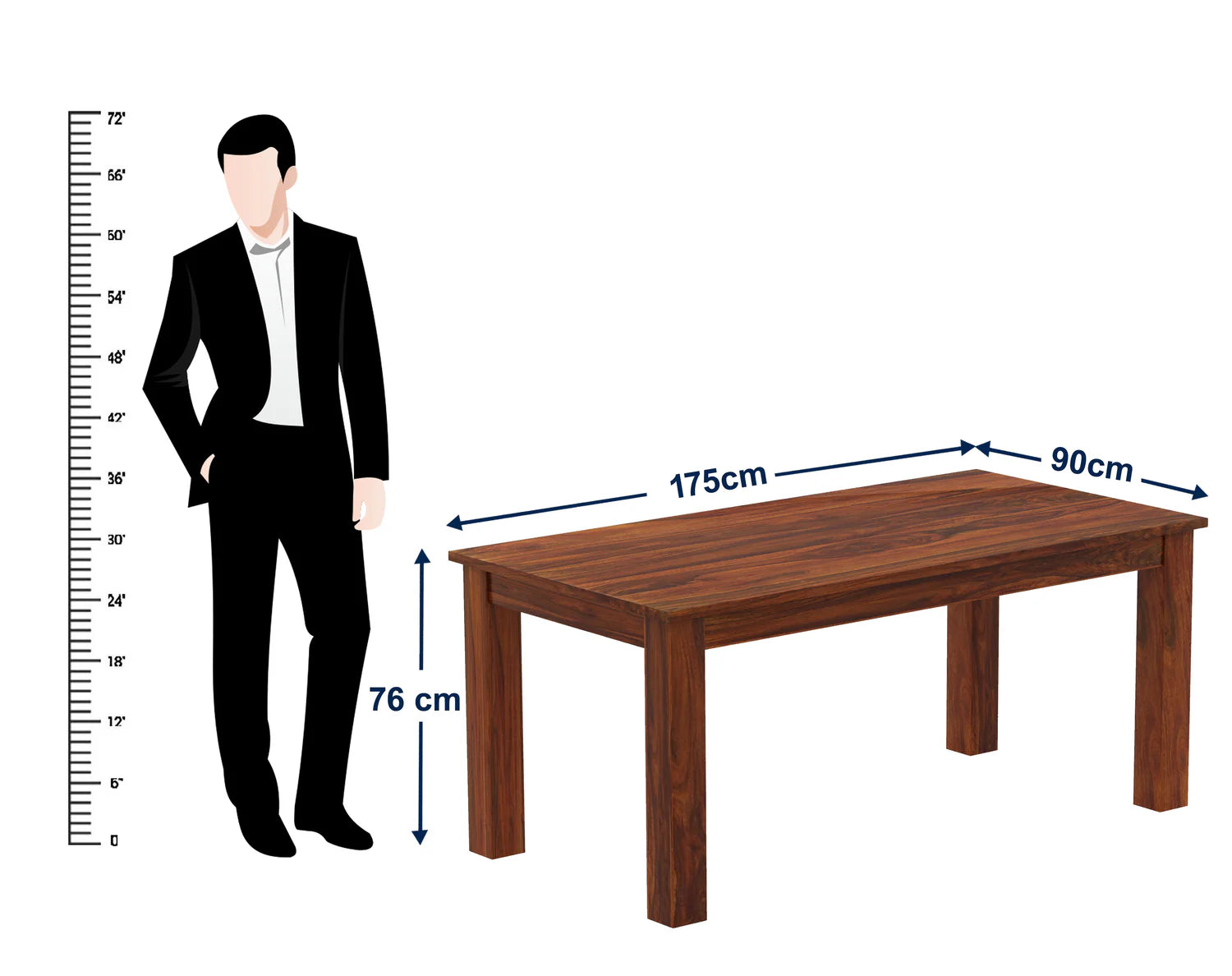 Merlox Solid Sheesham Wood 6 Seater Dining Table Set - 3 Years Warranty