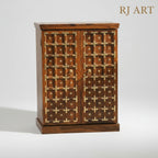 Rjart Sheesham Regular Brass Design Home Bar Cabinet