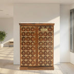 Rjart Sheesham Regular Brass Design Home Bar Cabinet