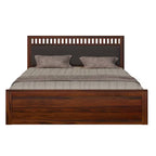 Rjart Sheesham Solid Wood Bed In Hydraulic Storage Bed In Honey Oak Finish
