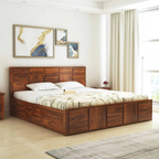 Sevilla Solid Sheesham Wood Bed With Box Storage - 3 Years Warranty