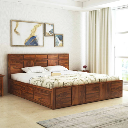 Sevilla Sheesham Bed With Box Storage - 3 Years Warranty
