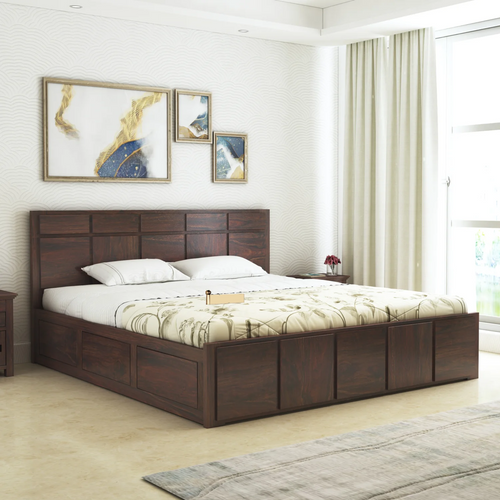 {"alt" => "Sevilla Solid Sheesham Wood Bed With Box Storage - 3 Years Warranty"}