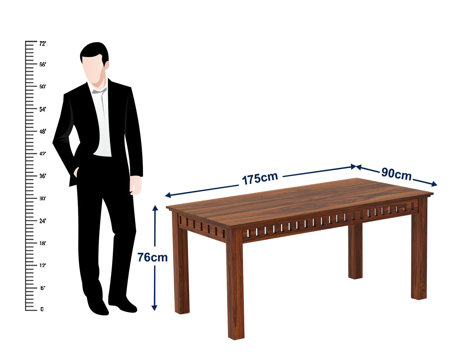Savora Solid Sheesham Wood 6 Seater Dining Table Set - 3 Years Warranty