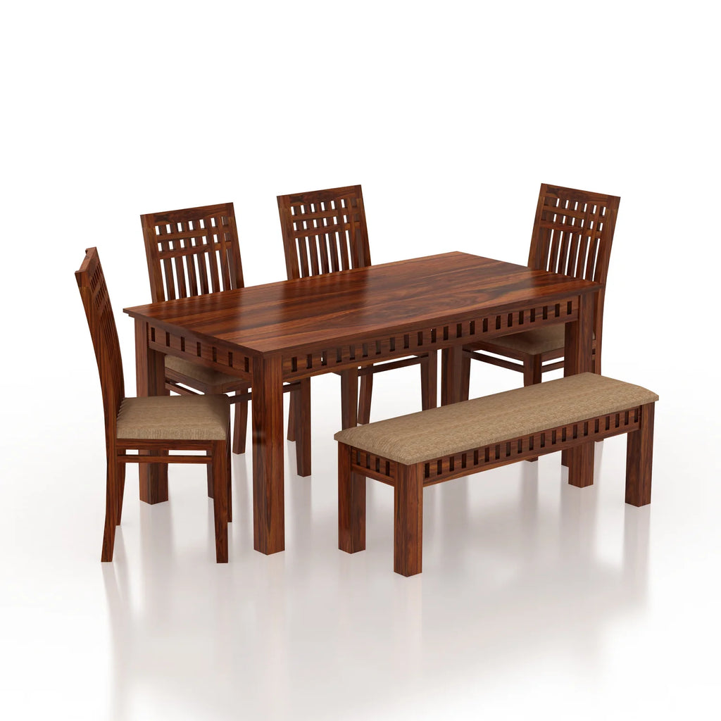 Savora Solid Sheesham Wood 6 Seater Dining Table Set - 3 Years Warranty