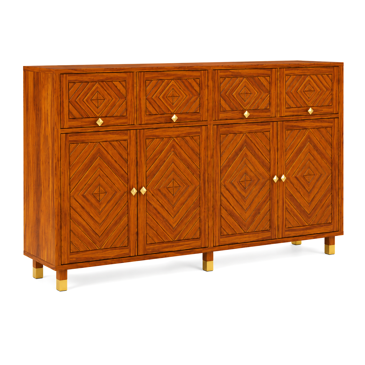 Wooden Rattan Shoe Rack Cabinet with Enclosed Storage
