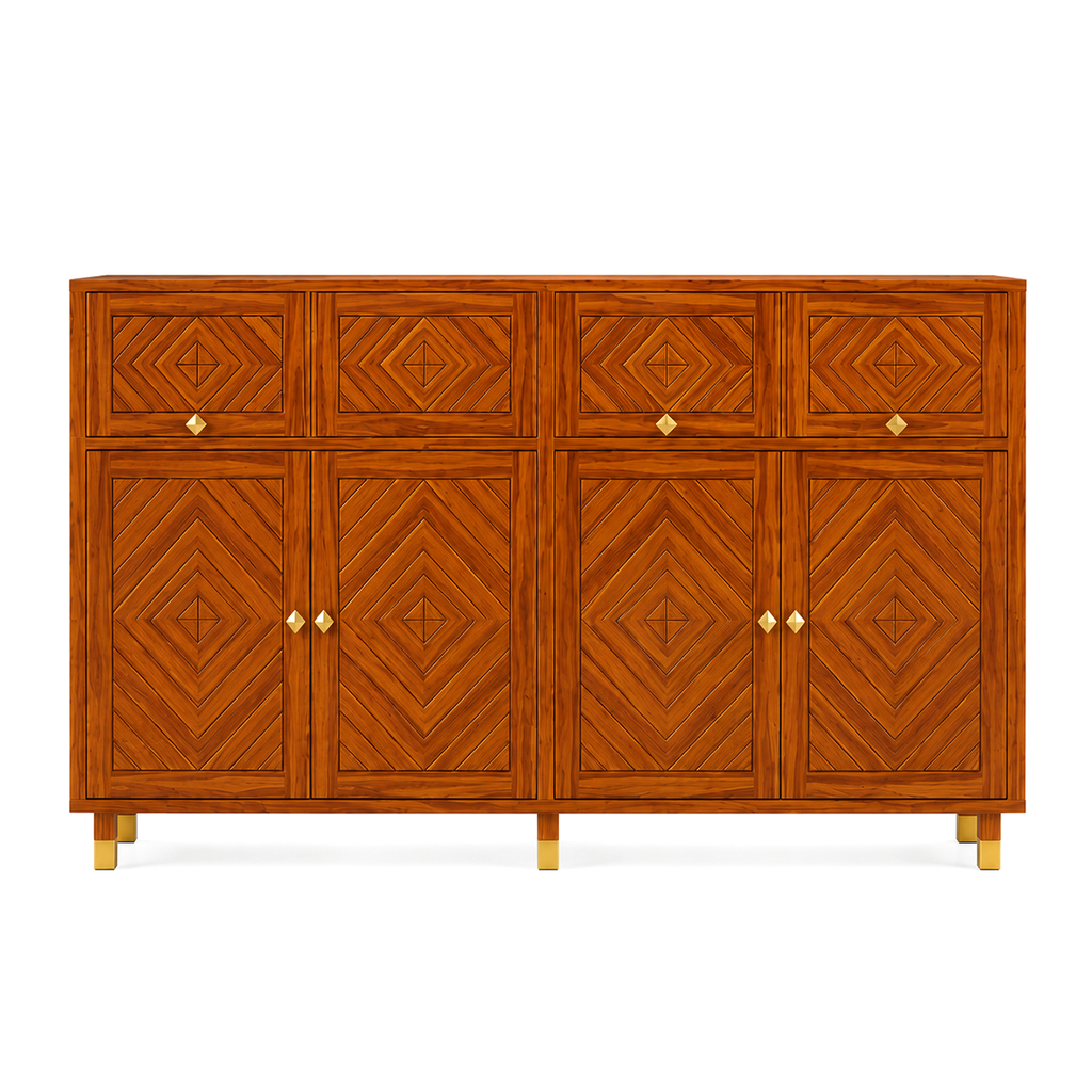 Wooden Rattan Shoe Rack Cabinet with Enclosed Storage
