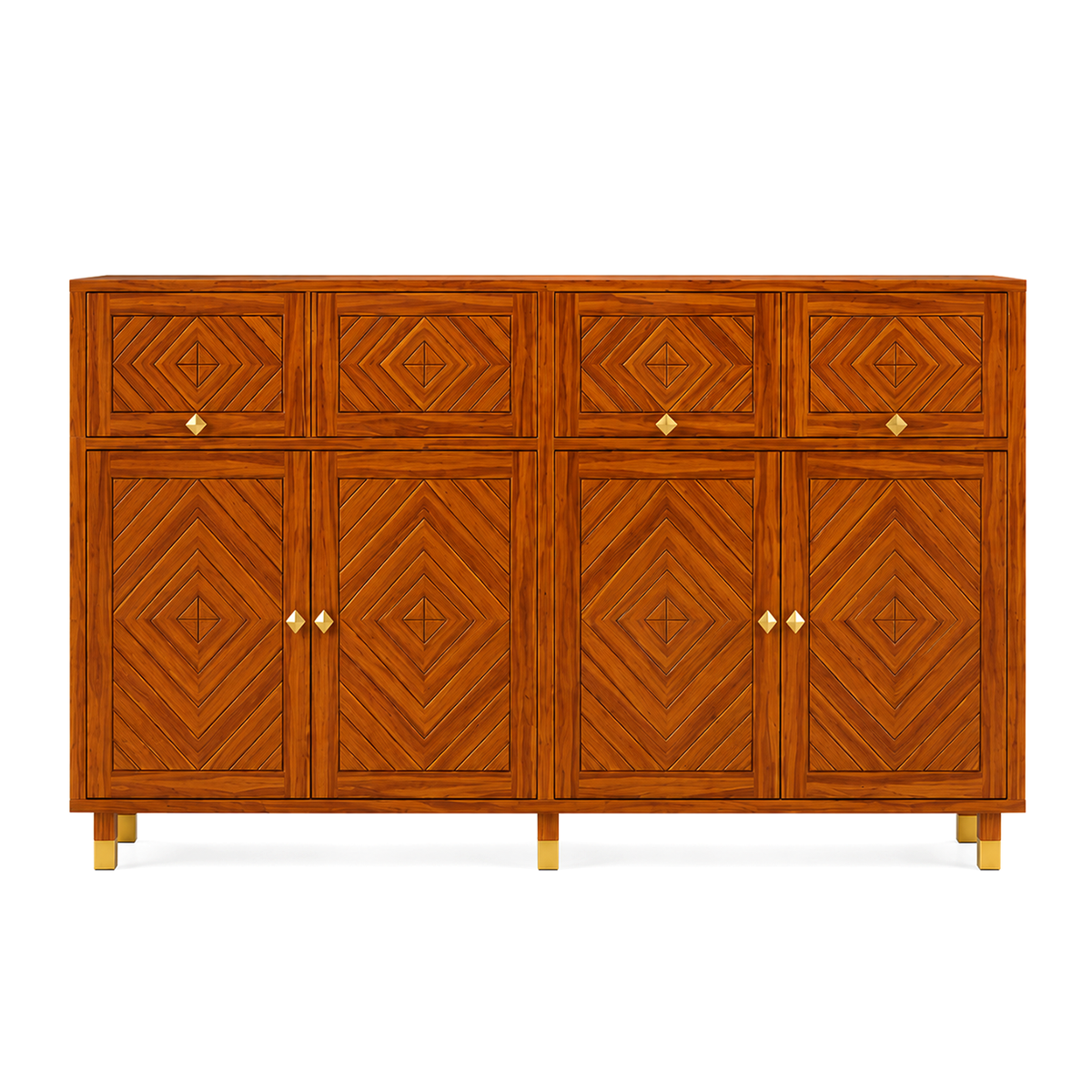 Wooden Rattan Shoe Rack Cabinet with Enclosed Storage

