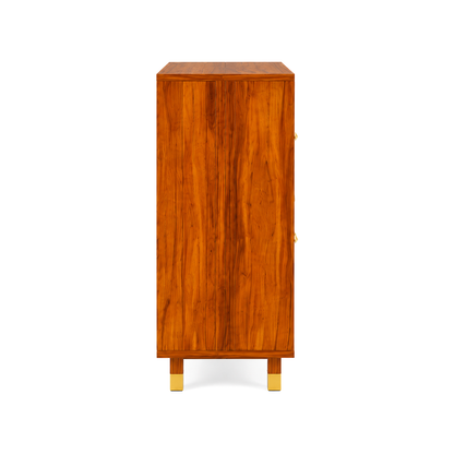 Wooden Rattan Shoe Rack Cabinet with Enclosed Storage
