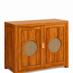 The RJ Art Sheesham Wood Shoe Rack Cabinet with Cane Panel Doors and Spacious Storage