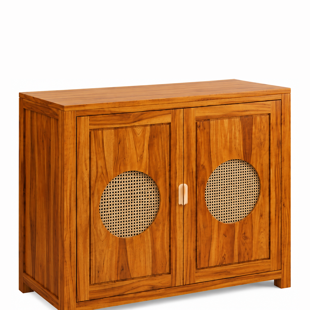 The RJ Art Sheesham Wood Shoe Rack Cabinet with Cane Panel Doors and Spacious Storage