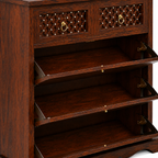 The RJ Art Sheesham Wood Shoe Rack Cabinet with Drawer Storage and Walnut Finish