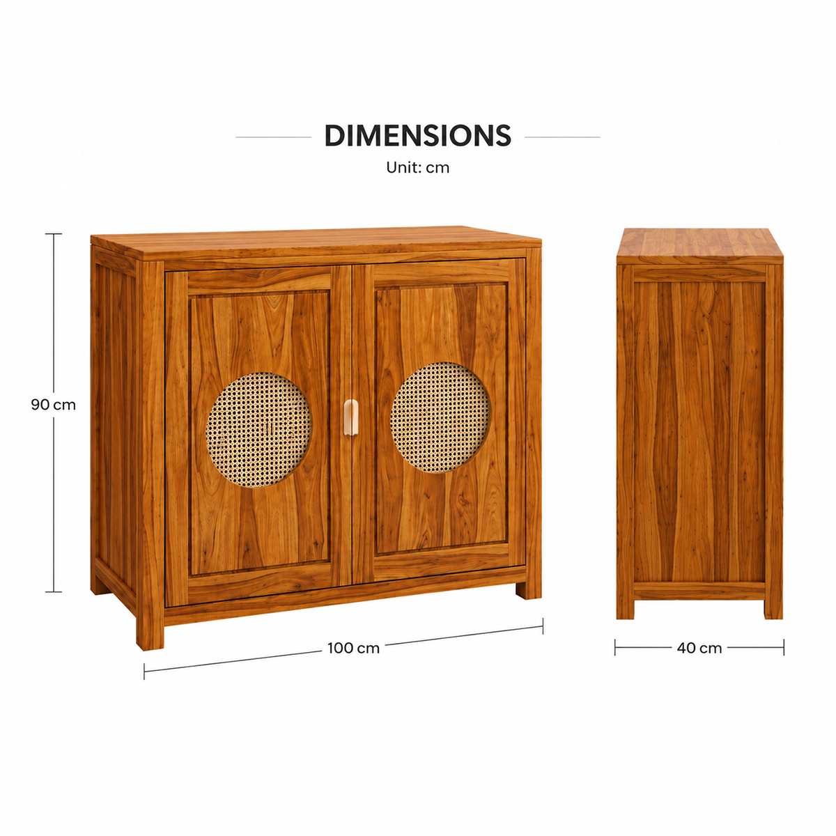 The RJ Art Sheesham Wood Shoe Rack Cabinet with Cane Panel Doors and Spacious Storage