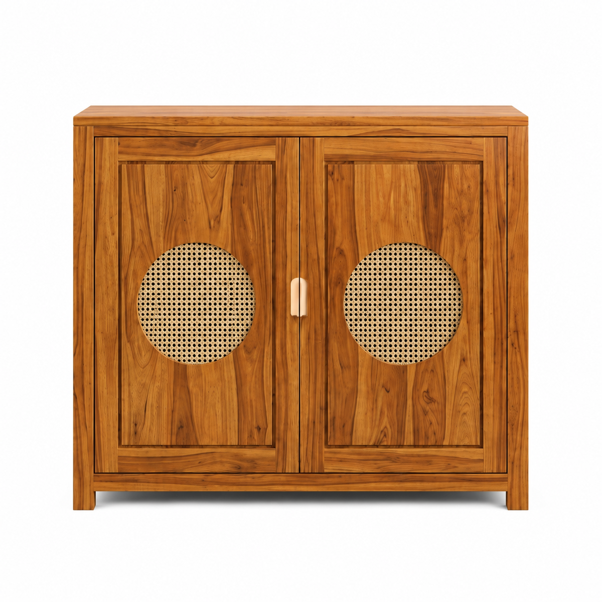 The RJ Art Sheesham Wood Shoe Rack Cabinet with Cane Panel Doors and Spacious Storage