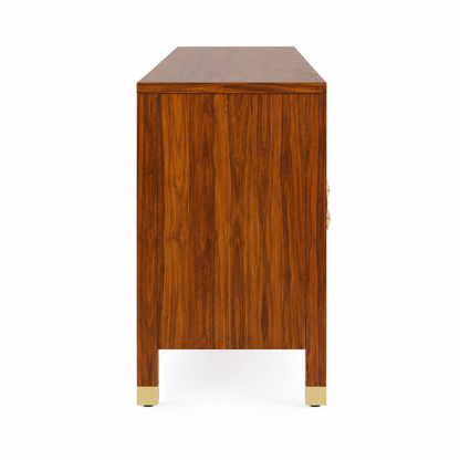 Wooden Rattan Sideboard Cabinet with Natural Cane Doors
