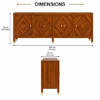 Wooden Rattan Sideboard Cabinet with Natural Cane Doors
