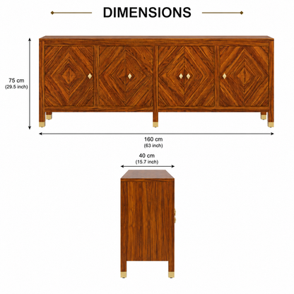 Wooden Rattan Sideboard Cabinet with Natural Cane Doors
