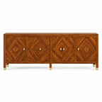 Luxury Wooden Sideboard Cabinet with Geometric Pattern Doors
