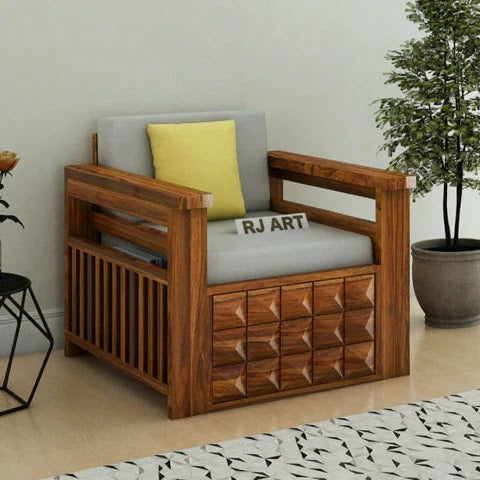 {"alt" => "Rjart Oslo Sheesham Single Seater Sofa With Side Pockets - 3 Years Warranty"}