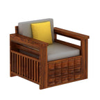 Rjart Oslo Sheesham Single Seater Sofa With Side Pockets - 3 Years Warranty