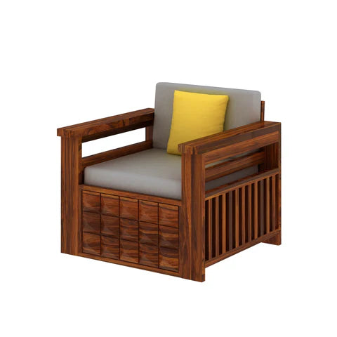Rjart Oslo Sheesham Single Seater Sofa With Side Pockets - 3 Years Warranty