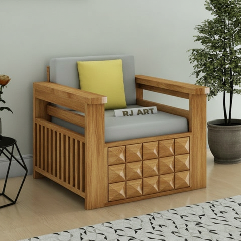 {"alt" => "Rjart Oslo Sheesham Single Seater Sofa With Side Pockets - 3 Years Warranty"}