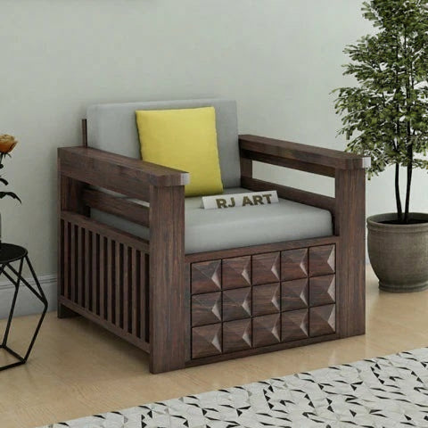 {"alt" => "Rjart Oslo Sheesham Single Seater Sofa With Side Pockets - 3 Years Warranty"}