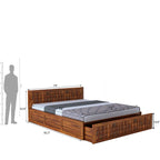 Treso Diamond Solid Sheesham Wood Bed With Half Box and Trolly Storage - 3 Years Warranty