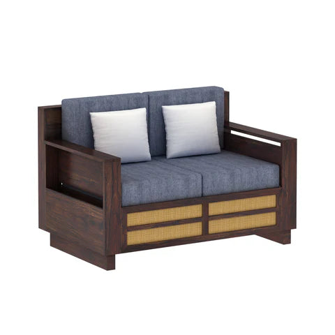 Rjart Syrus Sheesham 2 Seater Sofa With Side Pocket And Cane Design -3 Years Warranty
