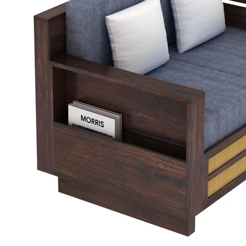 Rjart Syrus Sheesham 2 Seater Sofa With Side Pocket And Cane Design -3 Years Warranty