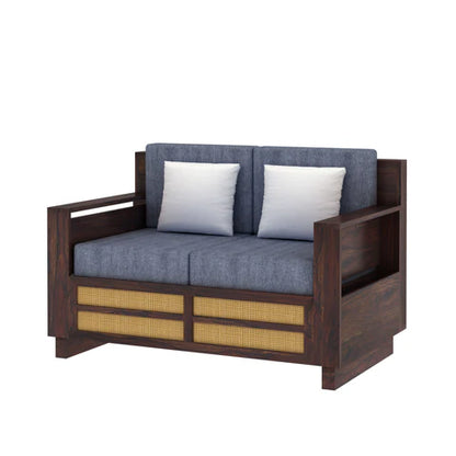 Rjart Syrus Sheesham 2 Seater Sofa With Side Pocket And Cane Design -3 Years Warranty