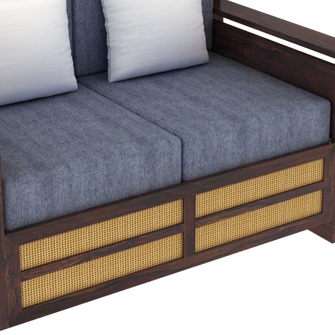 Rjart Syrus Sheesham 2 Seater Sofa With Side Pocket And Cane Design -3 Years Warranty