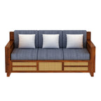 Rjart Sheesham 3 Seater Sofa With Side Pocket And Cane Design - 3 Year Warranty