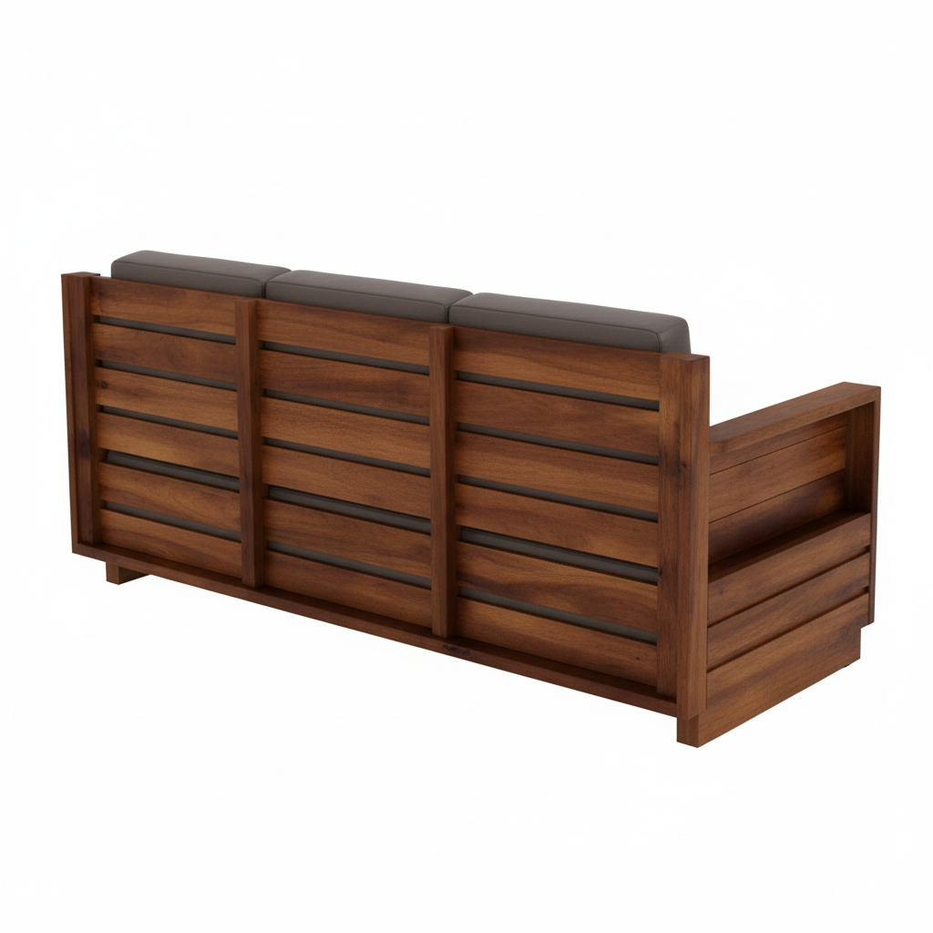 Rjart Sheesham 3 Seater Sofa With Side Pocket And Cane Design - 3 Year Warranty