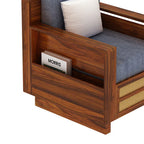 Rjart Syrus Sheesham Single Seater Sofa With Side Pocket And Cane Design - 3 Years Warranty