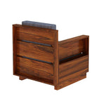 Rjart Syrus Sheesham Single Seater Sofa With Side Pocket And Cane Design - 3 Years Warranty