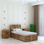 Sevilla Solid Sheesham Wood Single Bed With Box Storage - 3 years Warranty